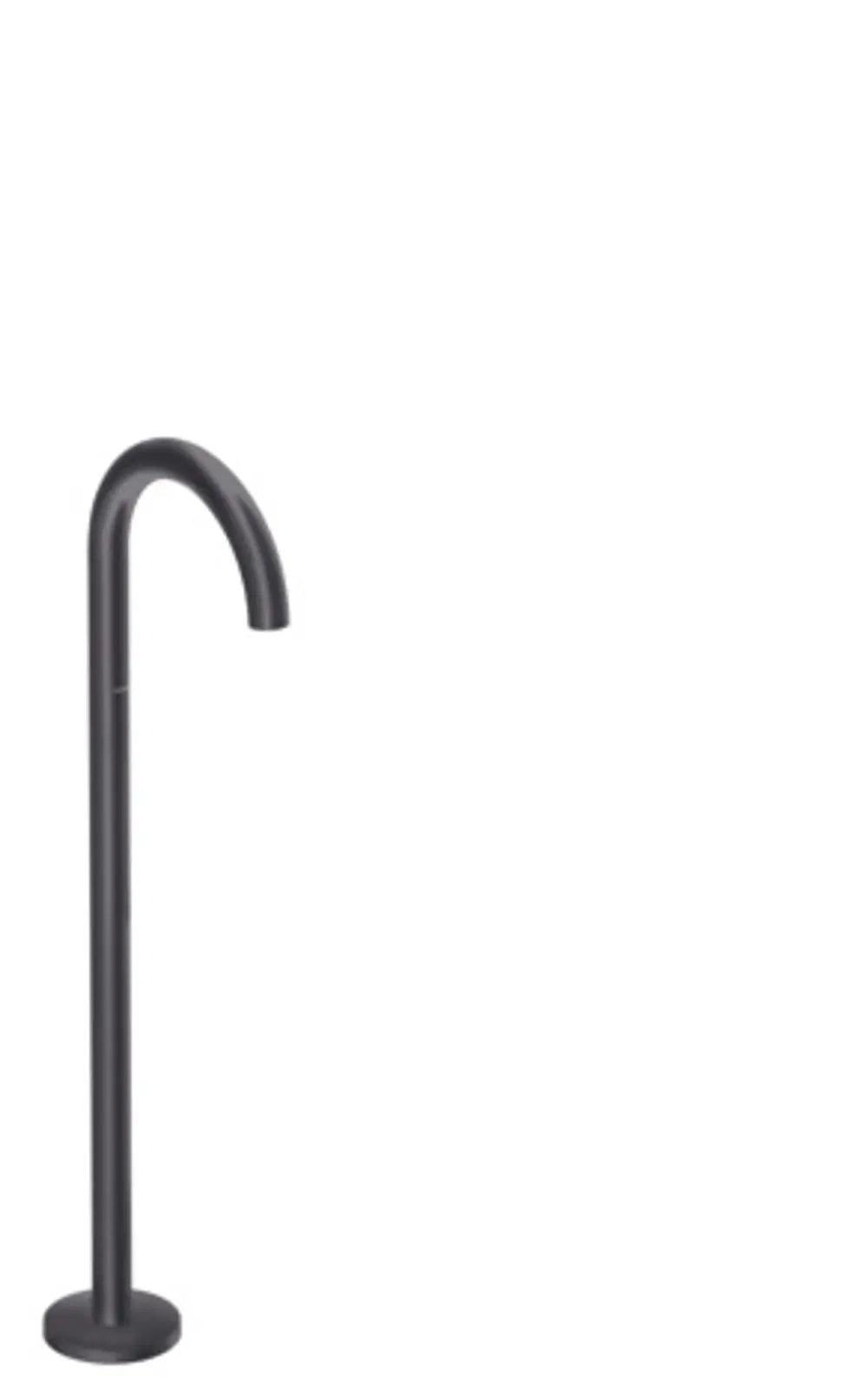 Bodenstehender, gebogener Einlauf aus mattschwarzem Material, entworfen von AXOR, für die Installation an der Badewanne. Einfaches und funktionales Design.